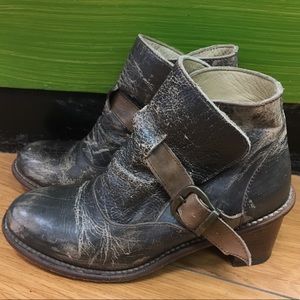 Bed Stu brown distressed ankle booties